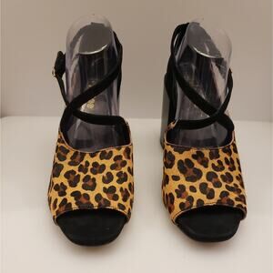 LuLaRoe NWOT leopard‎ print 5" open toe pump 11M